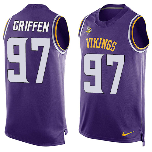 Men's Limited Everson Griffen Nike Jersey Purple - #97 Player Name & Number Tank Top NFL Minnesota Vikings